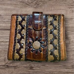 Brown and Tan Leather Women's Bifold Wallet